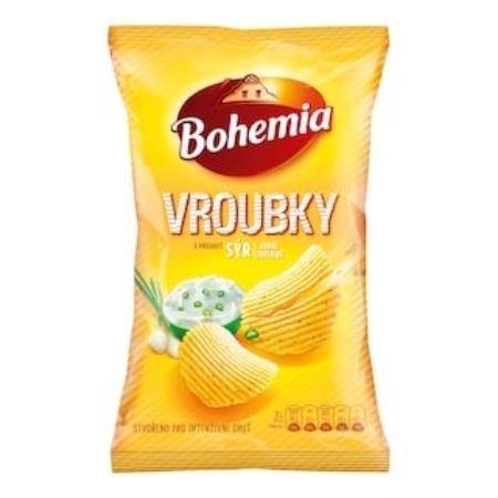 Bohemia Chips Vroubky 130g Sýr a Jarní cibulka