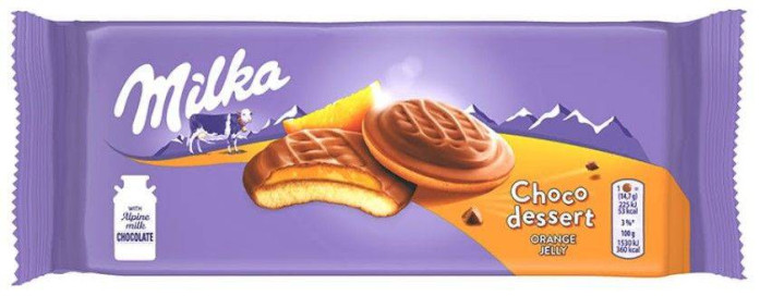 chi tiết Milka Piškoty s želé pomerančové 147g