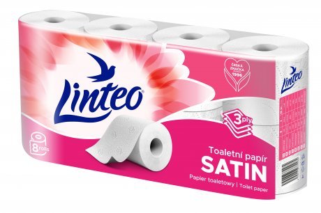 detail Linteo Toaletní papír satin bílý 8 rolí 3 vrstvy