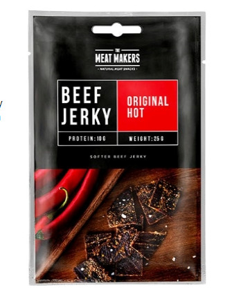 detail The Meat Makers Beef Jerky 25g Original hot