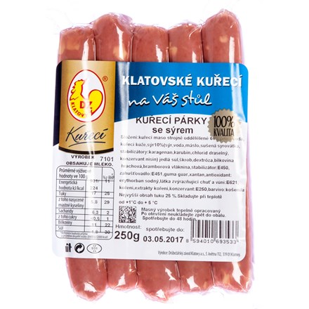 detail DZK Kuř.Párky Se Sýrem 250g