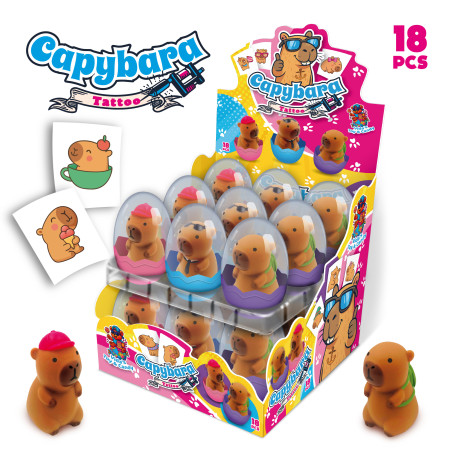 detail BM CAPYBARA PLASTIC EGG + TATTOO – plastové vejce s tetováním 5g x 18