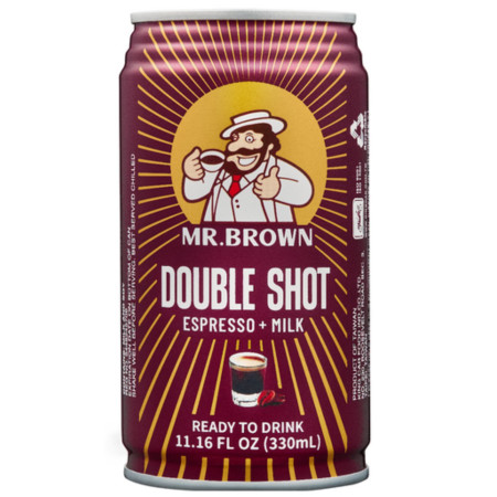 detail Mr.Brown Double shot Espresso+milk 330ml plech