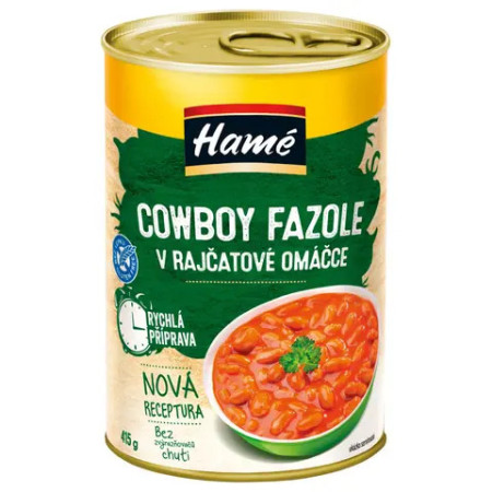 chi tiết Hamé Cowboy fazole v rajčatové omáčce 415g