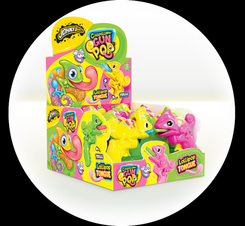 detail JB CHAMELEON GUN POP – lízátko 10g x 12