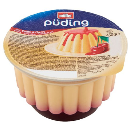 chi tiết Muller Puding krupice vanilka/víšeň 450g