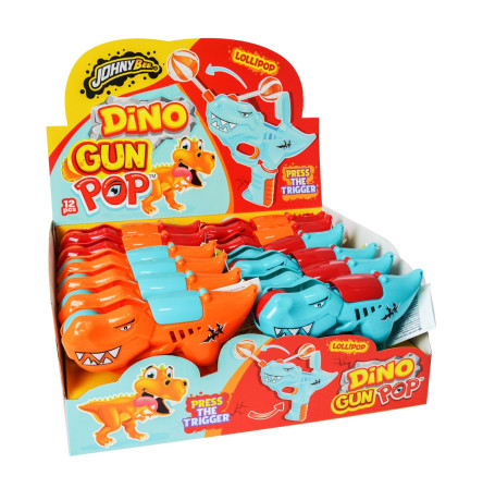 chi tiết JB DINO GUN POP – vystřelovací lízátko dino 10g x 12
