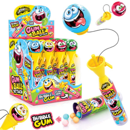detail JB GUM BALL ATTACK – vystřelovací balonek + žvýkačky 10g x 16