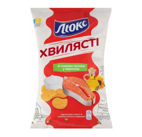 detail LUX Chipsy vlnkované Lososa ve smetaně 125g - 22ks/kart