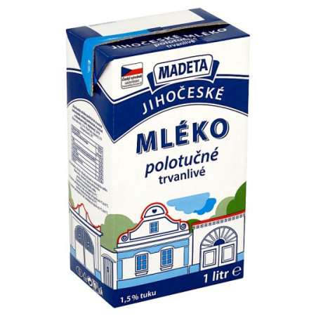 detail Madeta Jihočeské Trvanlivé Polotučné 1,5% 1L