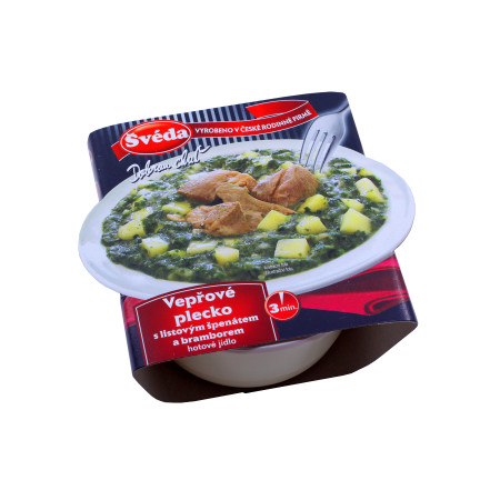 detail Švéda Vepřové plecko s listovým špenátem a bramborem 330g