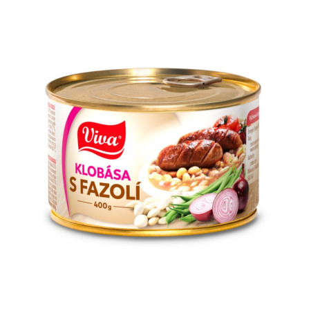 detail Viva Klobása s bílou fazolí 400g