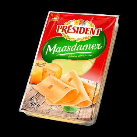 detail President Maasdamer Plátky 100g