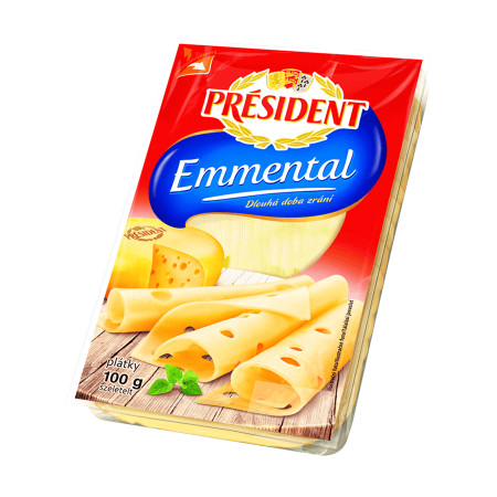 detail President Emmentál Plátky 100g
